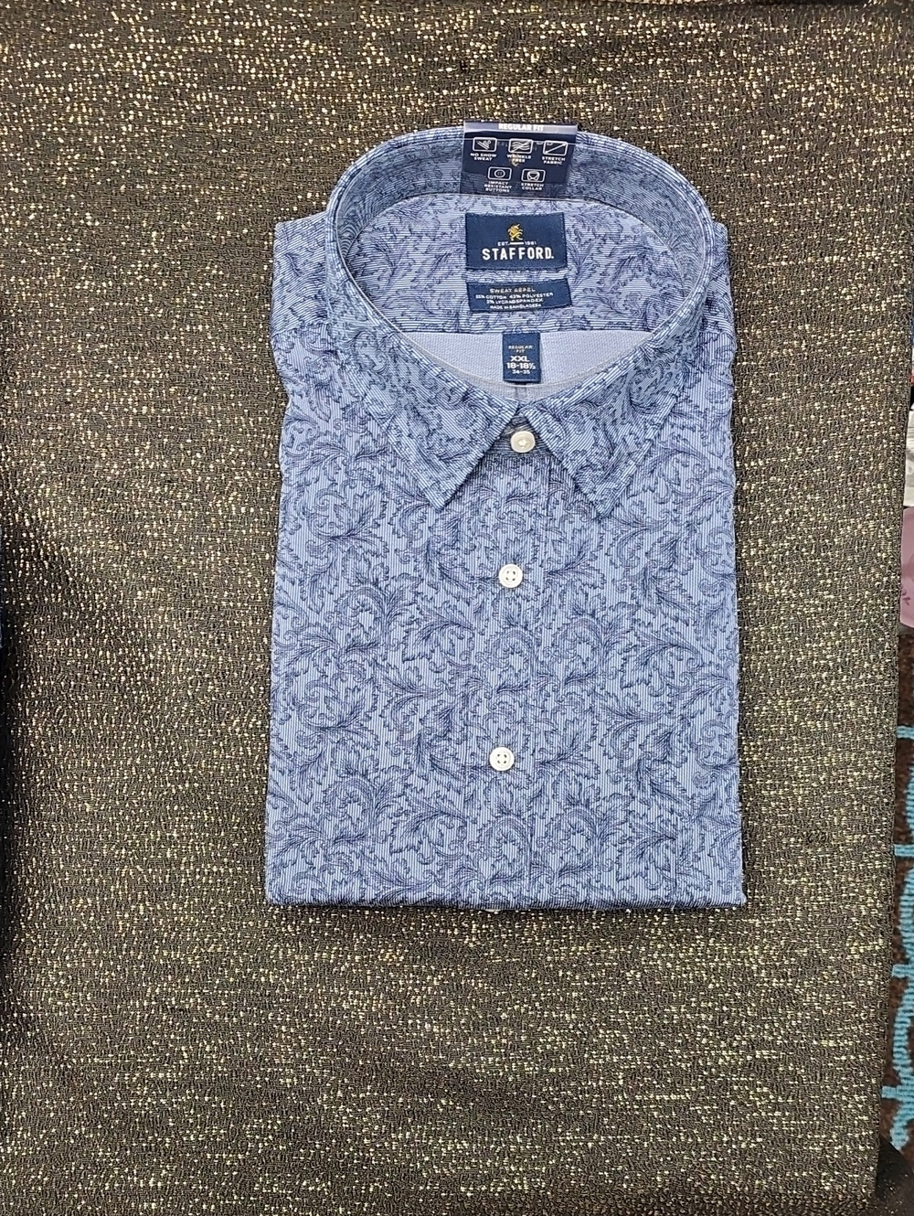 Stafford Blue Paisley Dress Shirt